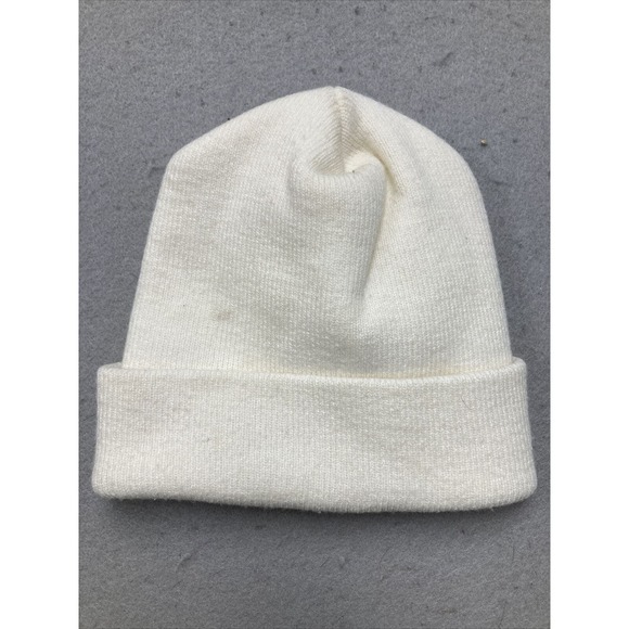 VTG 80s Nike Beanie Large Swoosh Spell Out White Color Winter Hat Embroidered - Picture 2 of 5